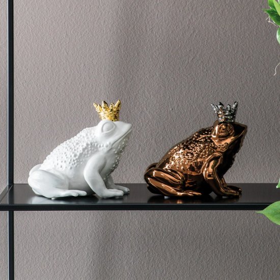 Sculptură PRINCE FROG Alb Mat