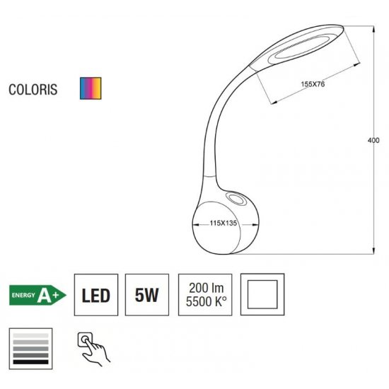 Lampă Birou ROLLER RGB Alb
