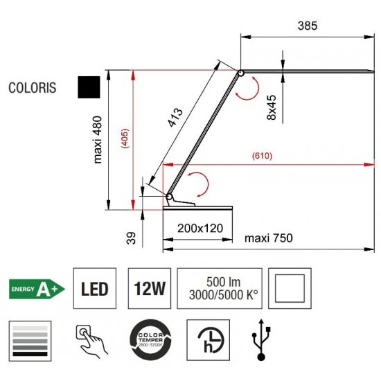 Lampă Birou STARGLASS Negru