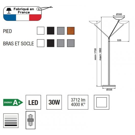 Lumină Podea LIB LED V Gri