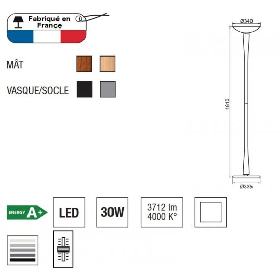 Lumină Podea EDEN LED Negru - Lemn De Păr