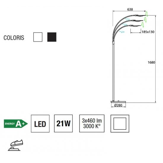 Lumină Podea HELIX 3 Negru