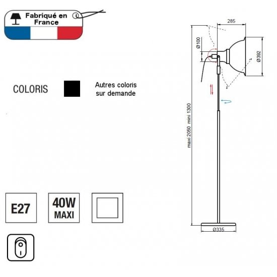 Lumină Podea REFLEX 2 Negru