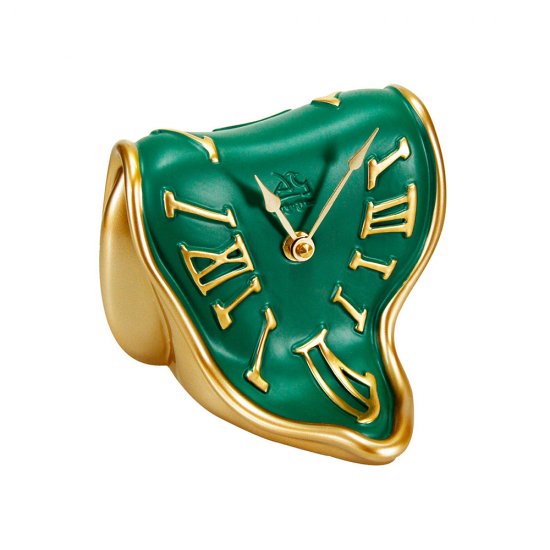 Ceas Birou MELTING TIME Auriu - Verde