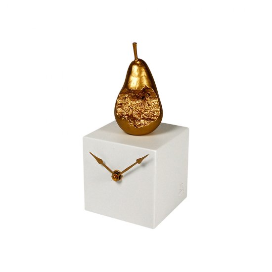Ceas Birou PEAR CUBE Auriu - Alb