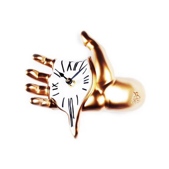 Ceas Perete HAND Auriu - Alb