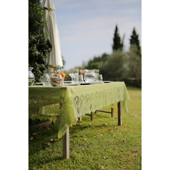 Față de Masă Vinil Impermeabil Dantelă Verde