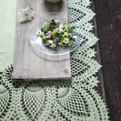 Față de Masă Vinil Impermeabil Dantelă Verde