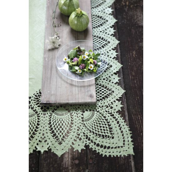 Față de Masă Vinil Impermeabil Dantelă Verde