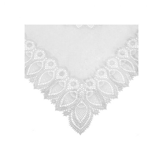 Față de Masă Vinil Impermeabil Dantelă Alb