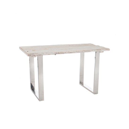 Birou Dreptunghiular Lemn + Metal Alb