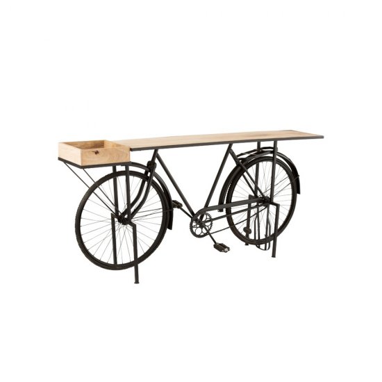Consolă Bicicletă Metal + Lemn Mango Negru - Natural