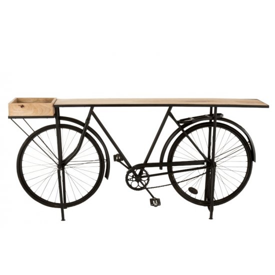 Consolă Bicicletă Metal + Lemn Mango Negru - Natural