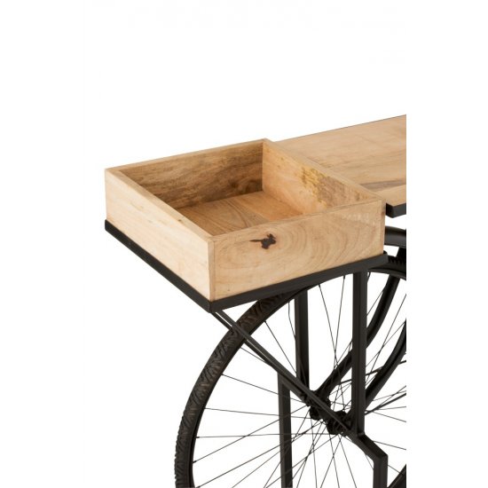 Consolă Bicicletă Metal + Lemn Mango Negru - Natural