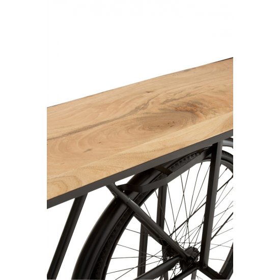 Consolă Bicicletă Metal + Lemn Mango Negru - Natural