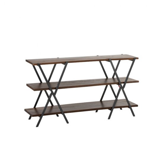 Consolă CROSS Lemn Reciclat + Fier Maro - Negru