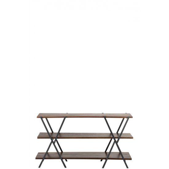 Consolă CROSS Lemn Reciclat + Fier Maro - Negru