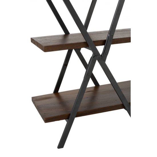 Consolă CROSS Lemn Reciclat + Fier Maro - Negru
