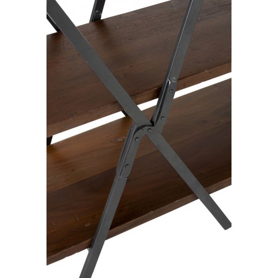 Consolă CROSS Lemn Reciclat + Fier Maro - Negru