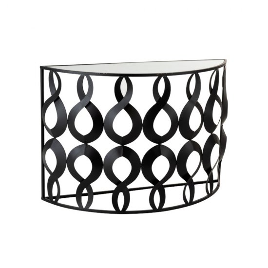 Consolă MARIE Semicirculară Metal + Sticlă Negru