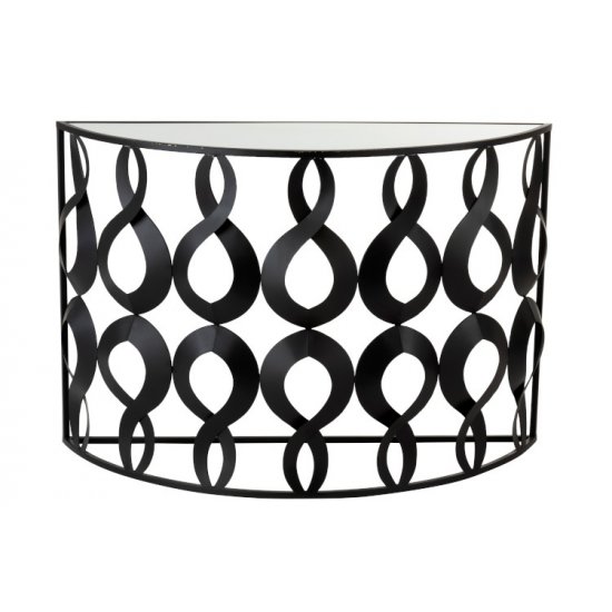 Consolă MARIE Semicirculară Metal + Sticlă Negru