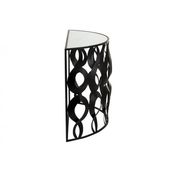 Consolă MARIE Semicirculară Metal + Sticlă Negru