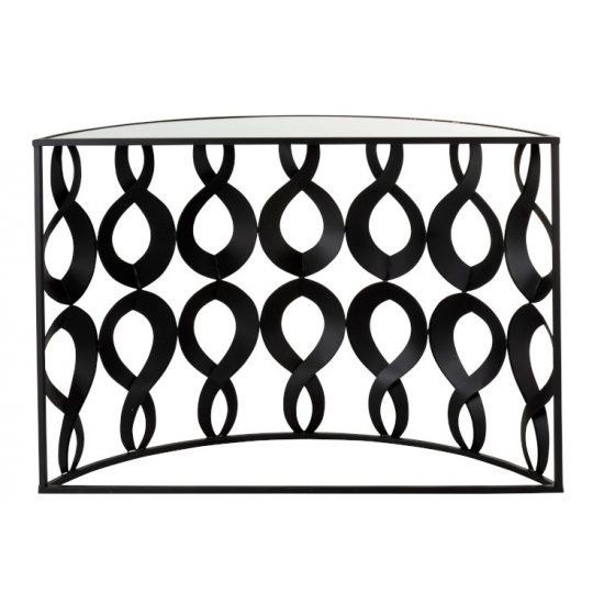 Consolă MARIE Semicirculară Metal + Sticlă Negru