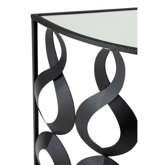 Consolă MARIE Semicirculară Metal + Sticlă Negru
