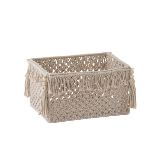 Coș Macrameu Bumbac Crem Ivory