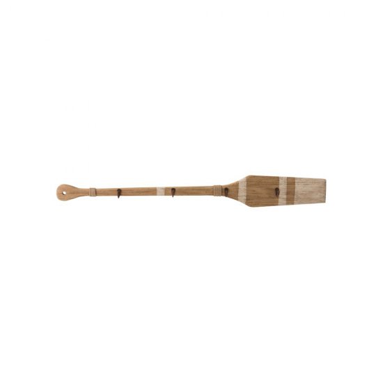 Cuier 4 Cârlige Vâslă Lemn Paulownia Natural - Alb