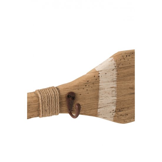 Cuier 4 Cârlige Vâslă Lemn Paulownia Natural - Alb