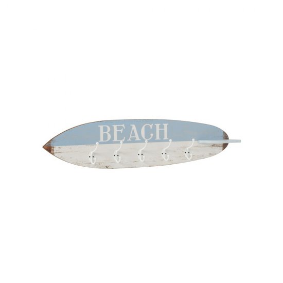 Cuier 5 Cârlige Surfboard Lemn Albastru