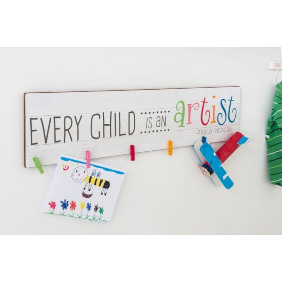 Cuier 6 Cârlige Child Lemn Alb - Multicolor