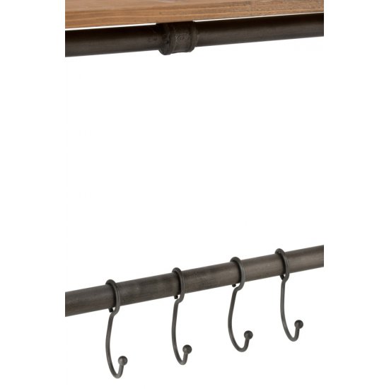 Cuier Perete Raft Suspendat Tub Lemn + Metal Natural - Gri