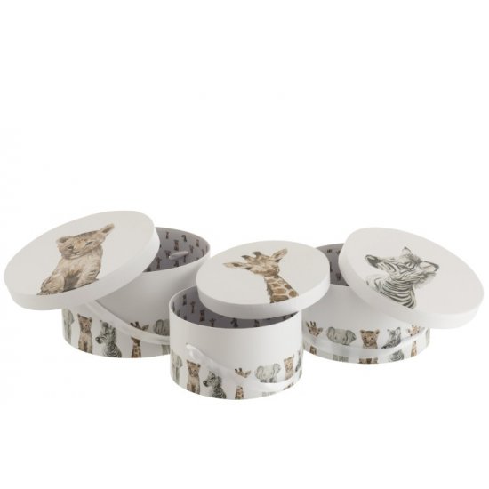 Set 3 Cutii Rotunde Animale Mix