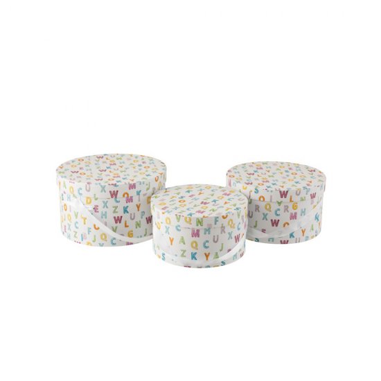 Set 3 Cutii Rotunde Litere Multicolor
