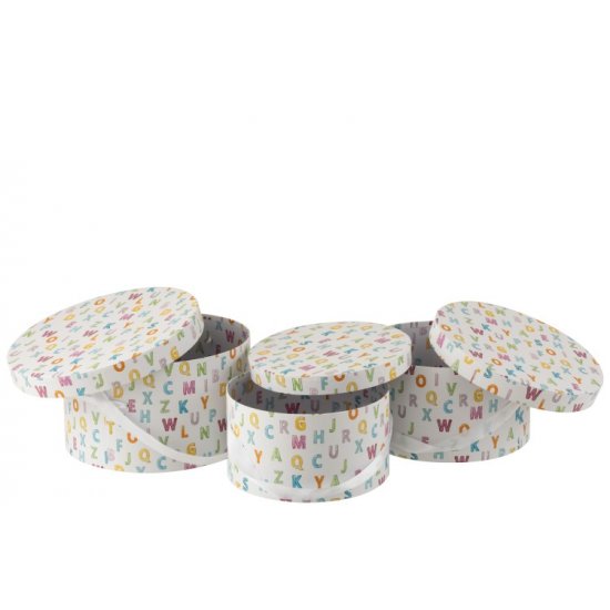 Set 3 Cutii Rotunde Litere Multicolor