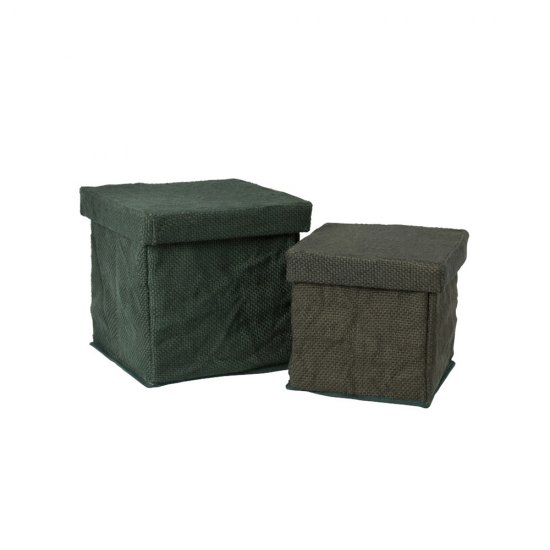 Set 2 Cutii Pătrate Textile Verde