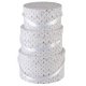 Set 3 Cutii Rotunde Tricotate Alb - Bej