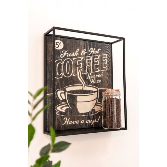 Decorațiune COFFEE Lemn + Metal Negru - Maro