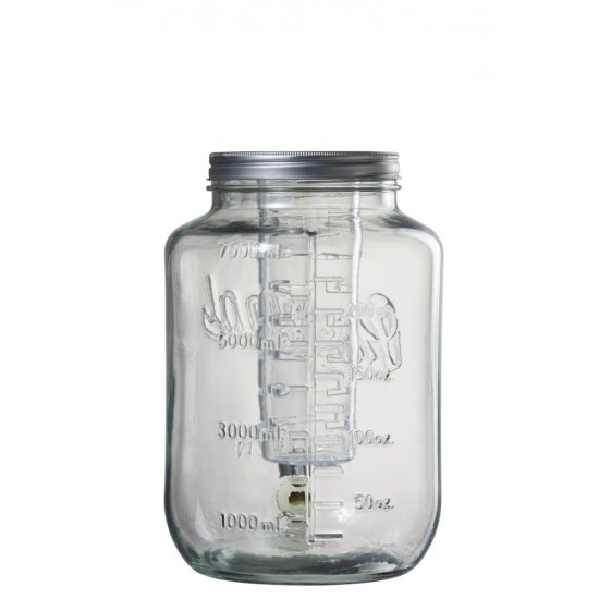 Dispenser Băuturi Rotund Sticlă + Metal Transparent