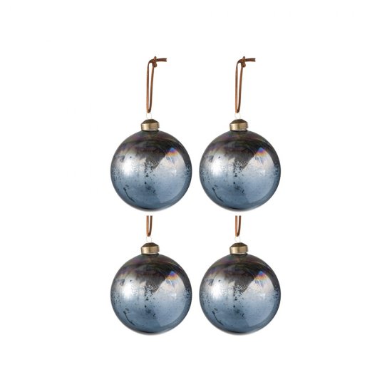Globuri Crăciun Sticlă 4 Piese Albastru Antic - Maro M