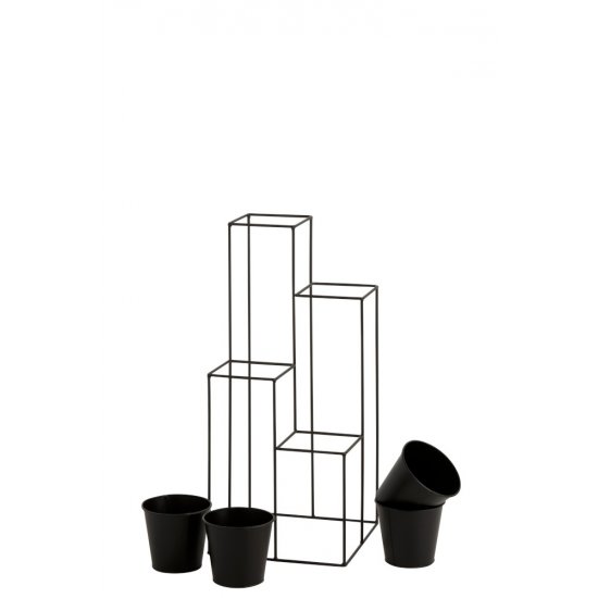 Suport 4 Ghivece Metal Negru S