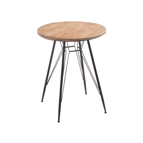 Masă Bistro Metal + Lemn Natural - Negru