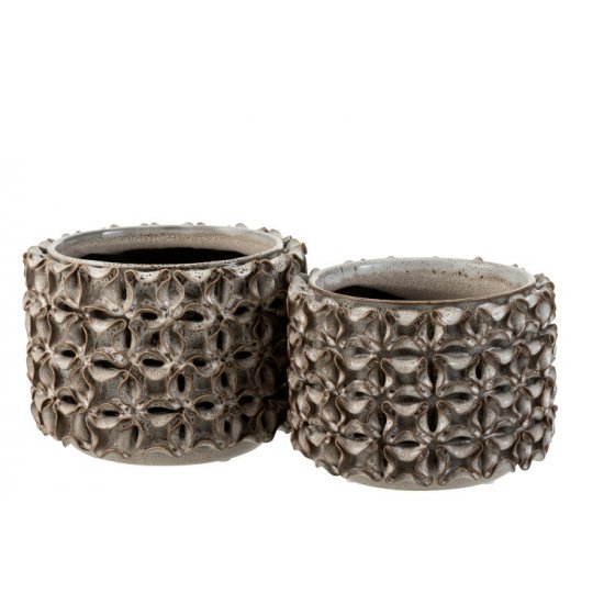 Ghiveci CORAL Ceramică Gri L