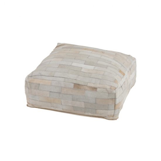 Puf Pătrat HAZELNUT Piele Alb