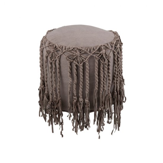 Puf Rotund Macrameu Bumbac Maro Taupe