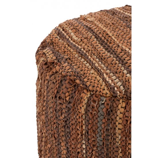 Puf Rotund ETNIC Piele Maro
