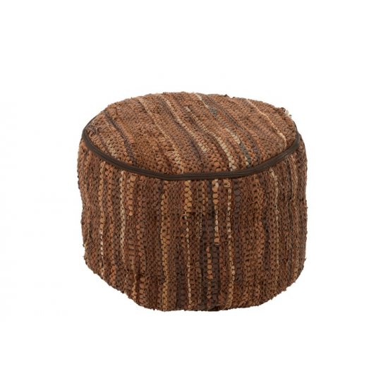 Puf Rotund ETNIC Piele Maro