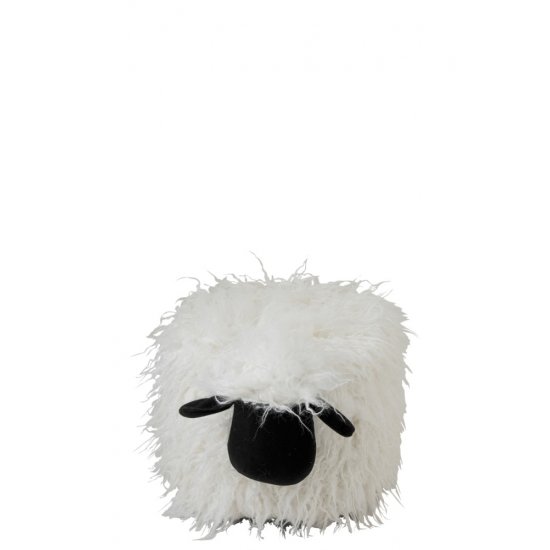 Puf SHEEP Textil Ecru - Negru